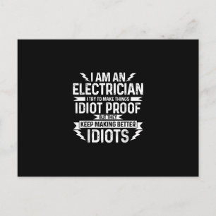 Männer Elektriker Ich versuche Dinge idiotensicher Postkarte