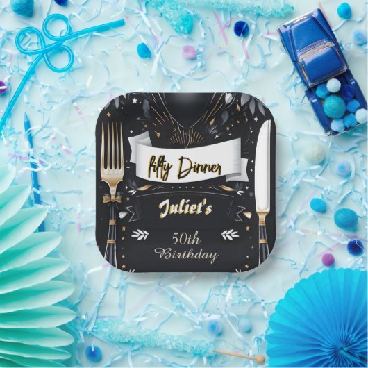Männer Erwachsener Abendessen elegant 50. Geburtst Pappteller (Party)