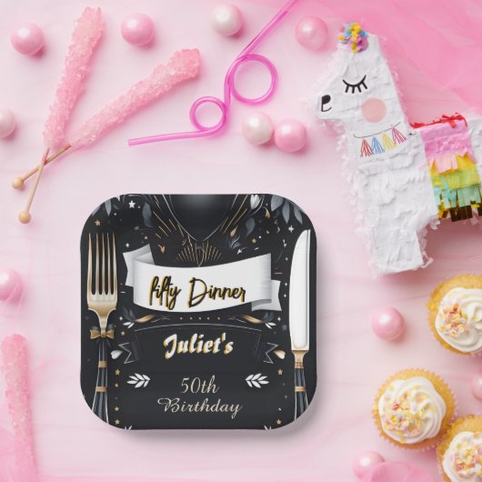 Männer Erwachsener Abendessen elegant 50. Geburtst Pappteller (Party)