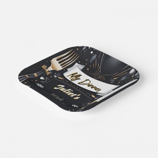 Männer Erwachsener Abendessen elegant 50. Geburtst Pappteller (Gewinkelt)