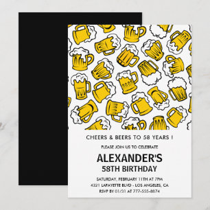 Männer Erwachsener Cheers und Biere 58. Geburtstag Einladung