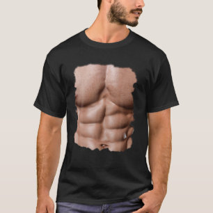 Männer Fake Muskel unter Brustkorb Sixpack abs Pr T-Shirt