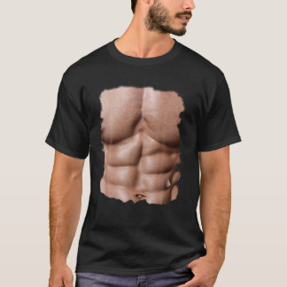 Männer Fake Muskel unter Brustkorb Sixpack abs Pri T-Shirt