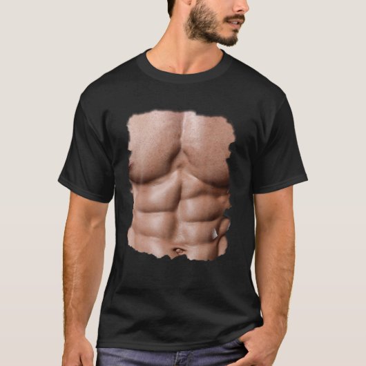 Männer Fake Muskel unter Brustkorb Sixpack abs Pri T-Shirt (Vorderseite)