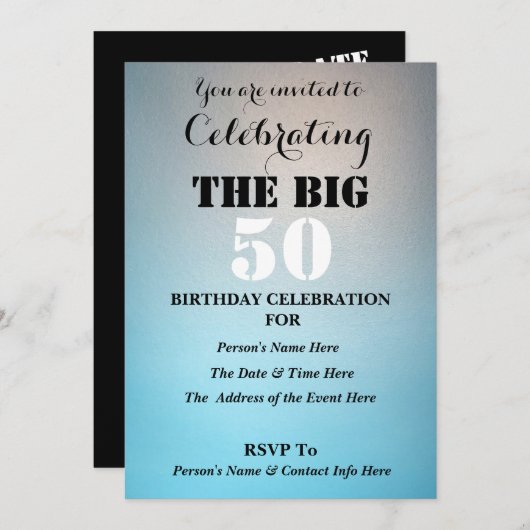 Männer feiern die BIG (jedes Alter) - Einladung (Vorne/Hinten)