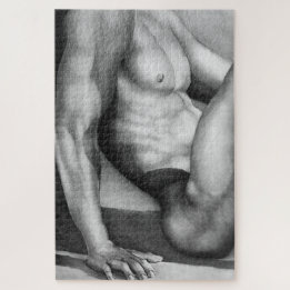 Männer Feine Kunst Zeichnung von männlichem Akt Co Puzzle