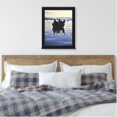 Männer fischen am See abstrakte Silhouette Leinwanddruck (Insitu (Schlafzimmer))