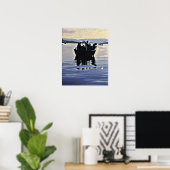 Männer fischen am See abstrakte Silhouette Poster (Heimbüro)