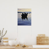 Männer fischen am See abstrakte Silhouette Poster (Küche)