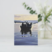 Männer fischen am See abstrakte Silhouette Postkarte (Stehend Vorderseite)