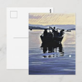 Männer fischen am See abstrakte Silhouette Postkarte (Vorne/Hinten)