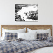 Männer fischen bei Celilo Falls Fotograf Leinwanddruck (Insitu (Schlafzimmer))