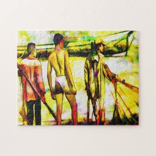 Männer Fischen mit Netz Puzzle