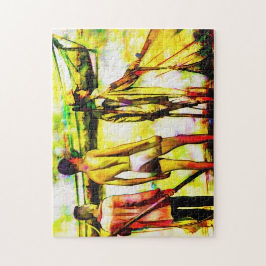 Männer Fischen mit Netz Puzzle (Vertikal)