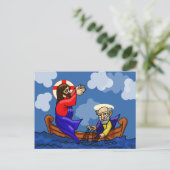 Männer-Fischer Postkarte (Stehend Vorderseite)