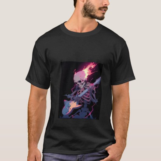 Männer-Flaming-Rock-Skelett T-Shirt (Vorderseite)