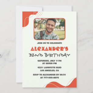 Männer-Foto-Einladungen zum 32. Geburtstag Modern  Einladung