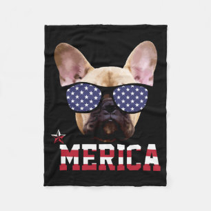 Männer Französische Bulldogge Amerika Lustig Patri Fleecedecke