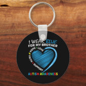 Männer Frauen Kinder ich trage Blau für meinen Bru Schlüsselanhänger (Vorderseite)