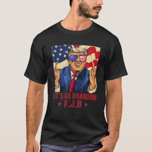 Männer Frauen Lass's Go Brandon Trump Middle Finge T-Shirt
