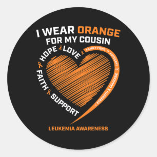 Männer Frauen Orange für meinen Cousin Leukämie Aw Runder Aufkleber