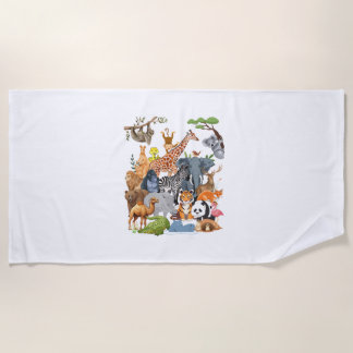 Männer Frauen und Kinder Zoo Day Party Niedlich 22 Strandtuch