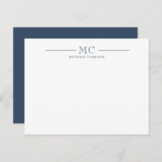 Männer für klassische Monogramm-Stationery Mitteilungskarte (Vorne/Hinten)