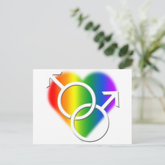 Männer-Gay Pride-Karten-Rainbow-Liebe-Karten Postkarte (Stehend Vorderseite)