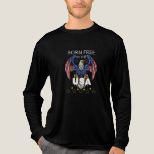 Männer Geboren frei in den USA Langschlauch Tri-Blend Shirt