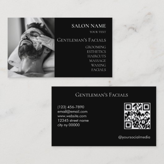 Männer Gesichtsbehandlungen QR-Code Visitenkarte (Vorne/Hinten)