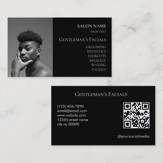 Männer Gesichtsbehandlungen QR-Code Visitenkarte (Vorne/Hinten)