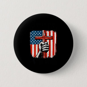 Männer Glaube über Angst Christlich Patriotisch Am Button