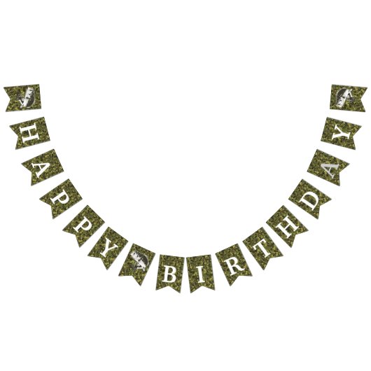 Männer glücklich Geburtstag Big Bass Fishing Camou Wimpelkette (Alle)