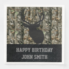 Männer glücklich Geburtstagsfeier Camouflage Hirsc Serviette