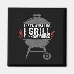 Männer grillen und ich kenne lustige BBQ-Grill-Sac Magnet