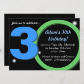 Männer Grüner/des Blau-dreißigste 30. Einladung (Vorne/Hinten)
