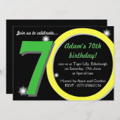 Männer Grüner/des Gelb-siebzigste 70. Einladung (Vorne/Hinten)