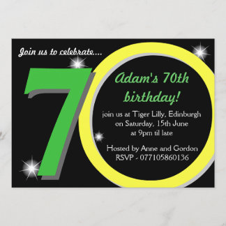Männer Grüner/des Gelb-siebzigste 70. Einladung