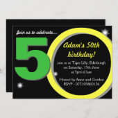 Männer Grüner/Gelb-fünfzigstes 50. Einladung (Vorne/Hinten)
