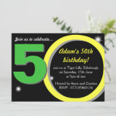 Männer Grüner/Gelb-fünfzigstes 50. Einladung (Stehend Vorderseite)