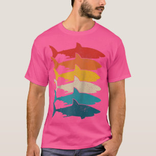 Männer Hai Vintage Fisch Angeln Weißer Hai T-Shirt
