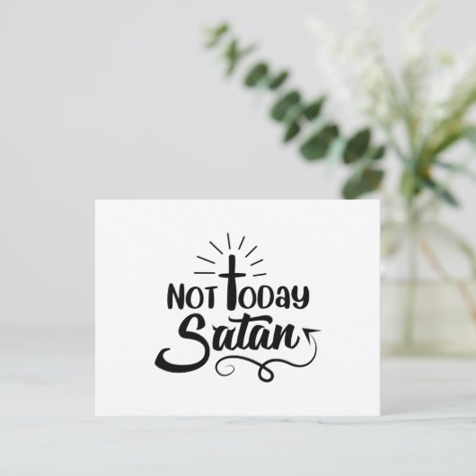 Männer heute nicht Satan V-Neck Graphic T - Shirt Postkarte (Stehend Vorderseite)