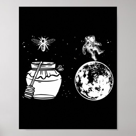 Männer Honig Astronaut Mond lustig Flitterwochen B Poster (Vorne)