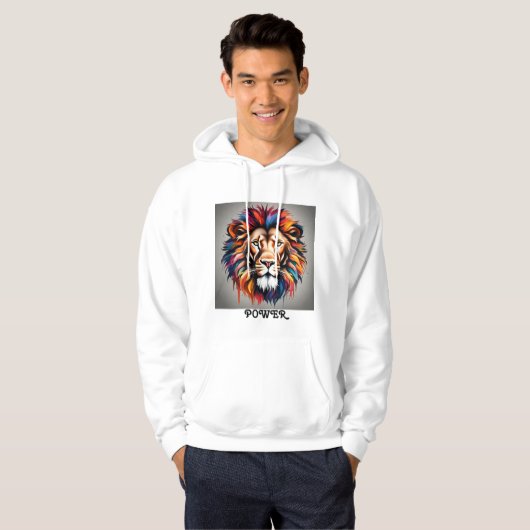 Männer-Hoodie-Design auf Löwen-Power Hoodie (Vorne ganz)