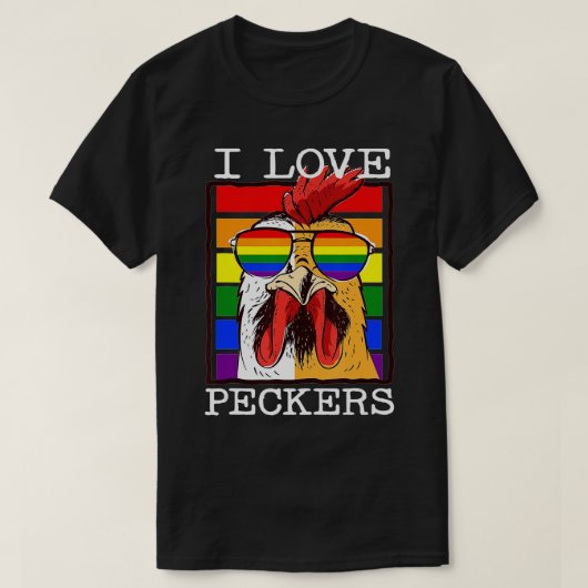 Männer I Lieben Flecker Rooster Gay LGBT Rainbow C T-Shirt (Design vorne)