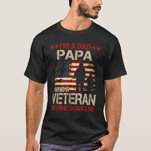 Männer Ich bin ein Vater Papa und ein Veteran Nich T-Shirt (Vorderseite)