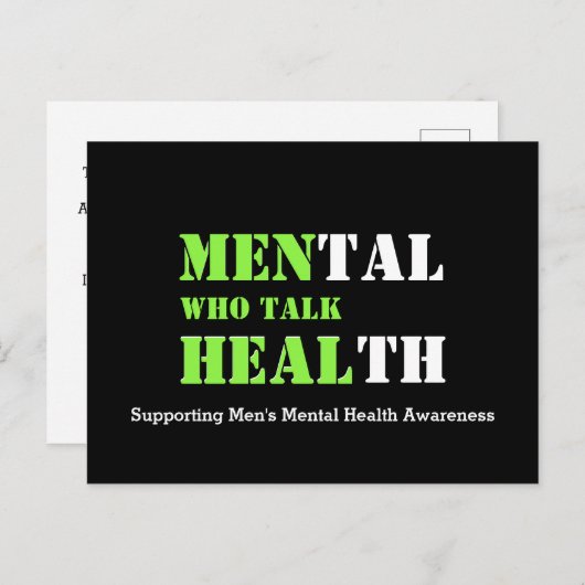 MÄNNER IM Mental Health, DIE "HEY Custom Support" Postkarte (Vorne/Hinten)