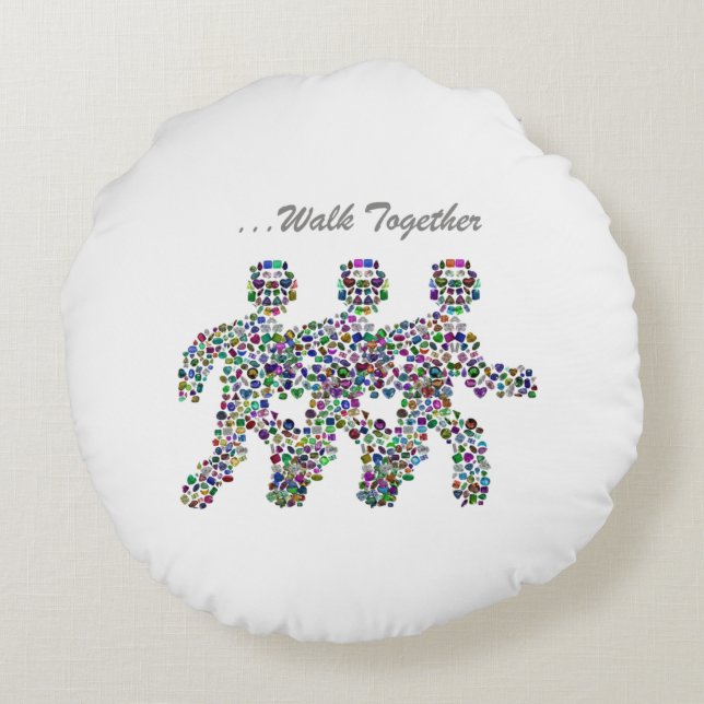 Männer in Bewegung Rundes Kissen (Rückseite)