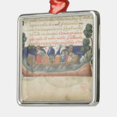 Männer in einem Boot, das Versorgungen zum Silbernes Ornament (Links)