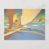 "Männer in einer Ausrigger-Kanone, die für die Küs Postkarte (Vorderseite)